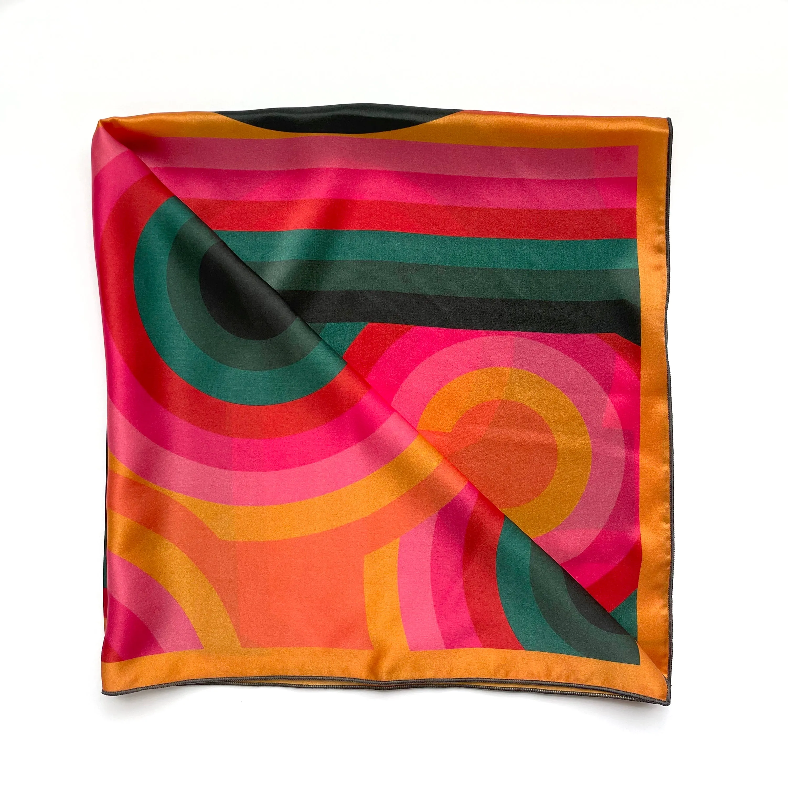 Lolly - colorful geometric retro square silk charmeuse scarf