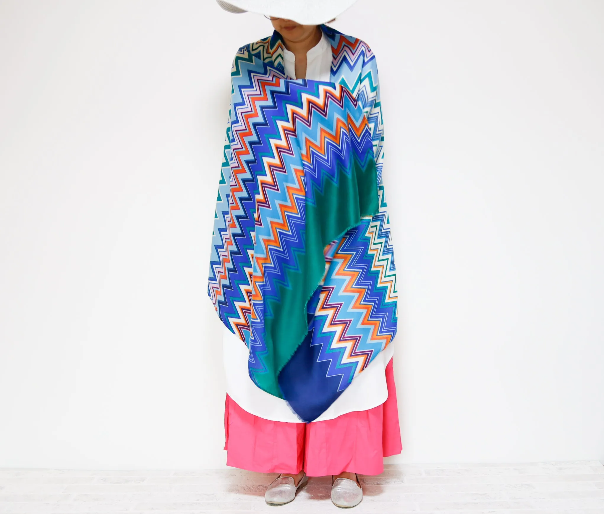 <A17>  PRINTED  Scarf ZIGZAG