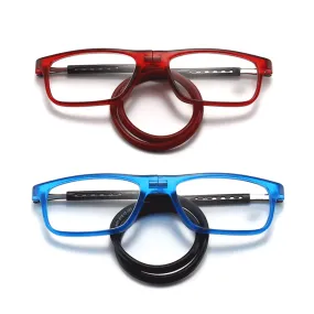 Magnetic foldable resin silicone reading glasses