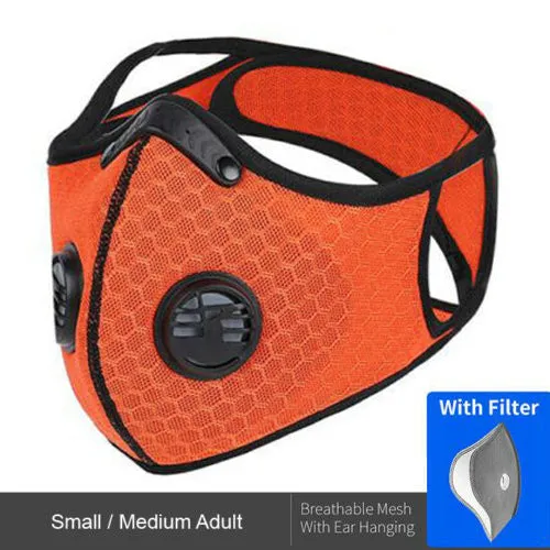 Mesh Face Mask with KN95 removable filter and exhale valves - Orange