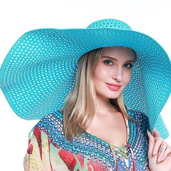 Oversized Wide Brim Hat-Aqua