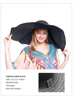 Oversized Wide Brim Hat-Black