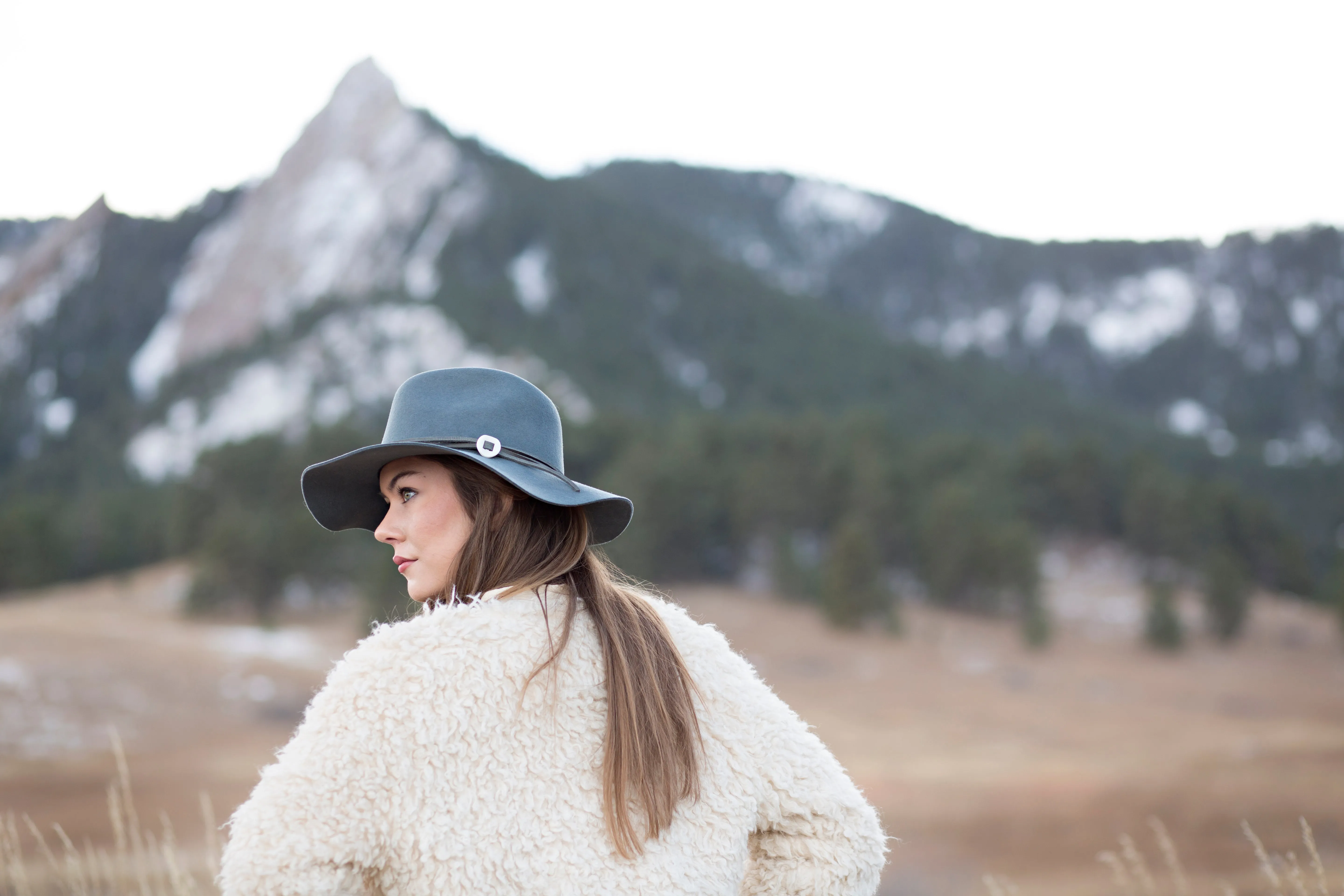 PHOEBE WIDE BRIM WOOL HAT - BLUESTONE