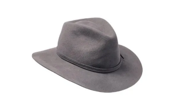 PHOEBE WIDE BRIM WOOL HAT - STEEL