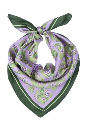 PURPLE DAISY PIECES SILKY SQUARE SCARF