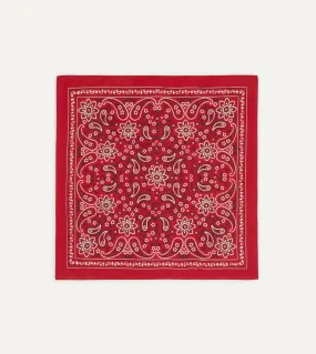 Red Paisley Print Cotton Bandana