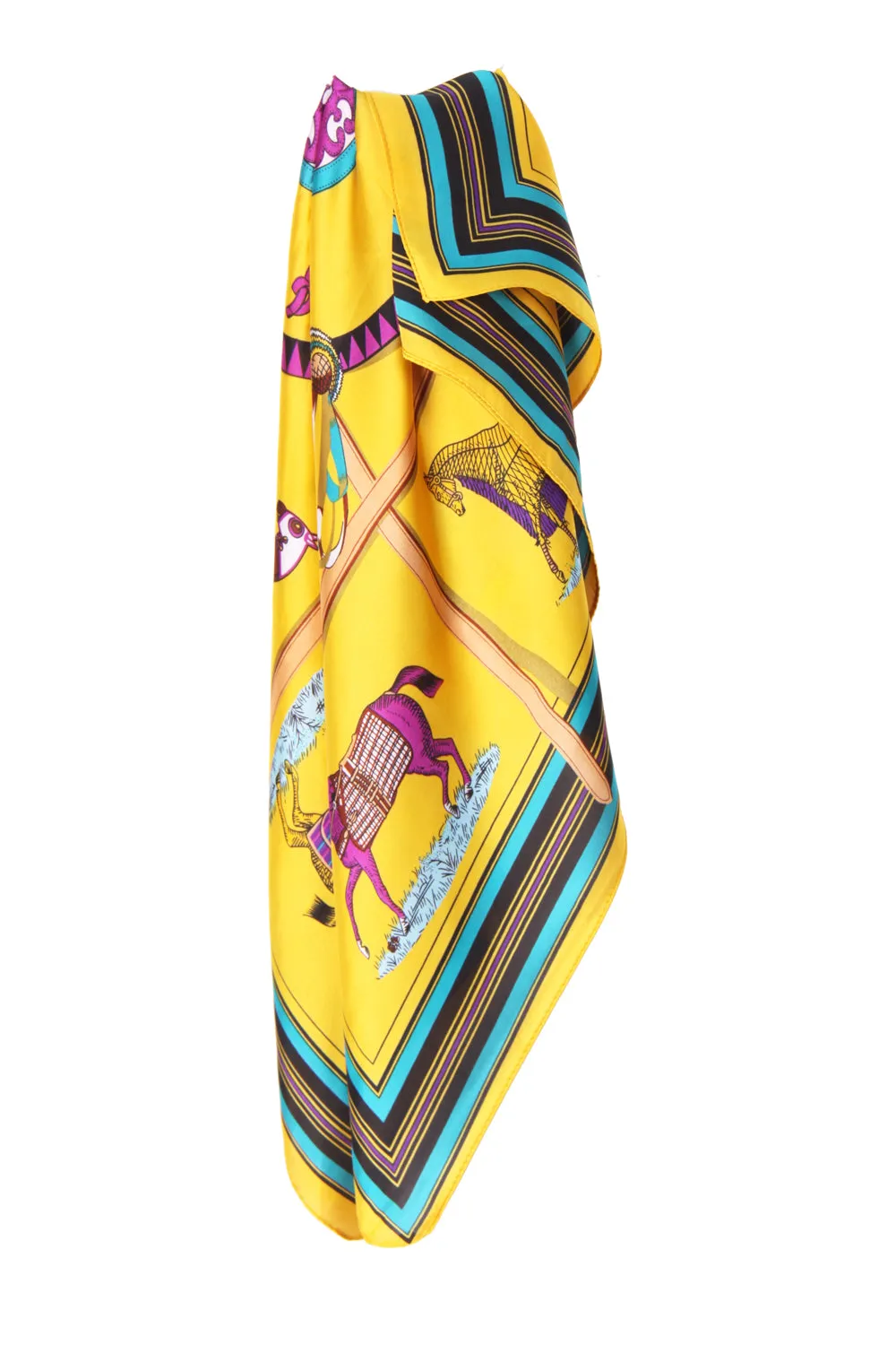 Silky Horses Print Bandana Square Scarf