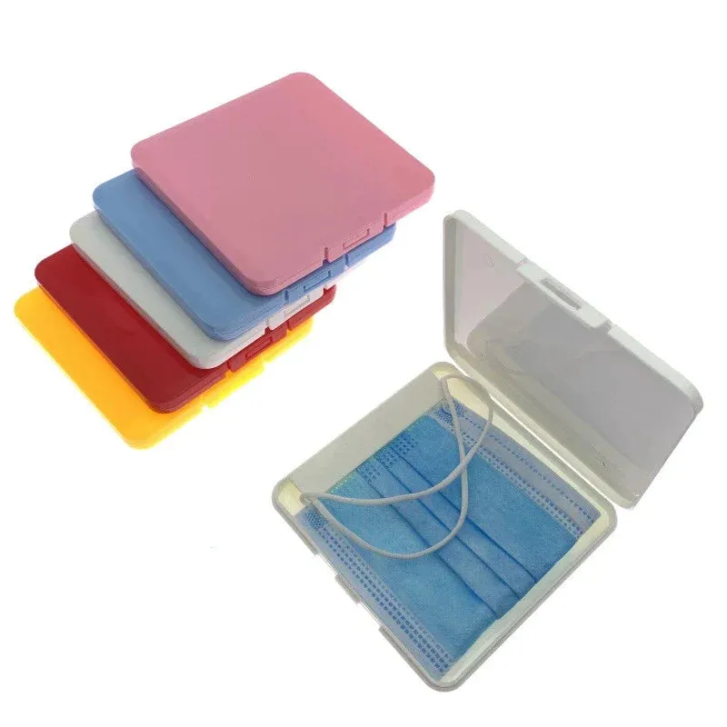 Square Portable Mask Storage Colorful Disposable Mask Storage Box Household Moisture-Proof Dustproof Mask Holder Box Save Bag