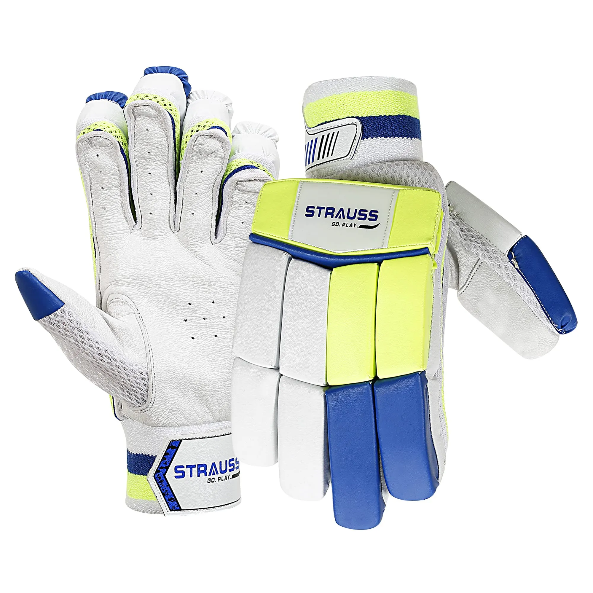 STRAUSS Cricket Batting Gloves | Edition: Champion | Size: Mens | for Left-Hand Batsman | Premium Protection | Egronomic Design | Leather Ball Cricket Batting Gloves