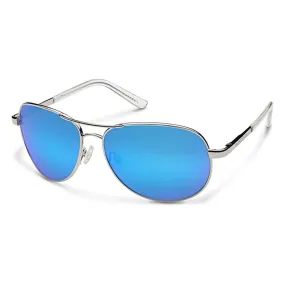 Suncloud Women's Silver Frame Blue Mirror Lens Polarized Contemporary Sunglasses - 2407350BF635X