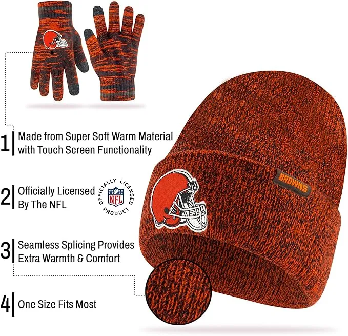 Ultra Game Adults Unisex NFL Official Super Soft Marl Knit Winter Beanie Knit Hat with Extra Warm Touch Screen Gloves|Chicago Bears