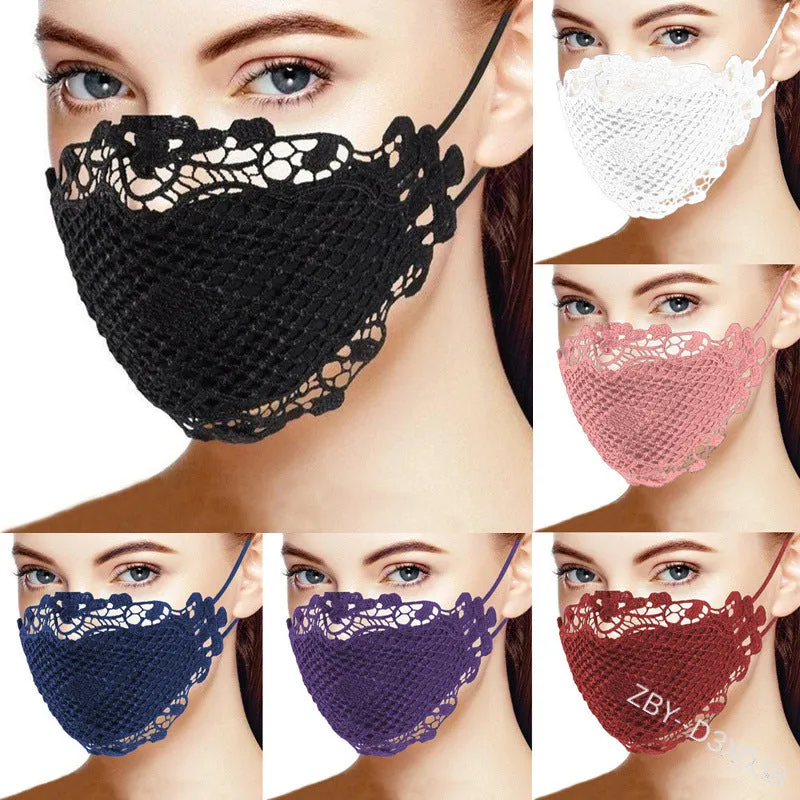 Wentyf Designer Delicate Lace Applique Washable Dustproof Fashionable Face Mask (Pack of 1)