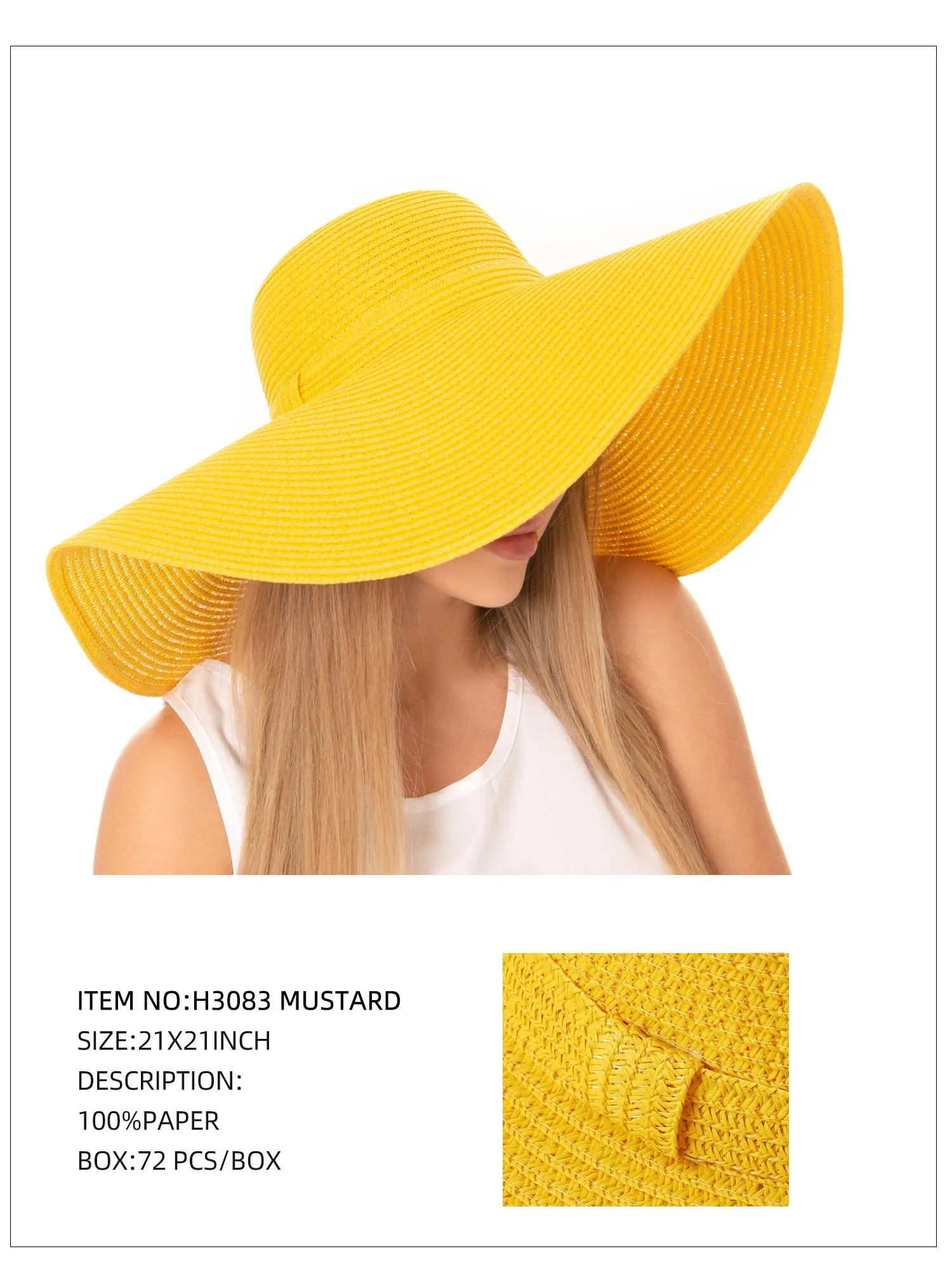 Wide Brim Straw Hat-Mustard