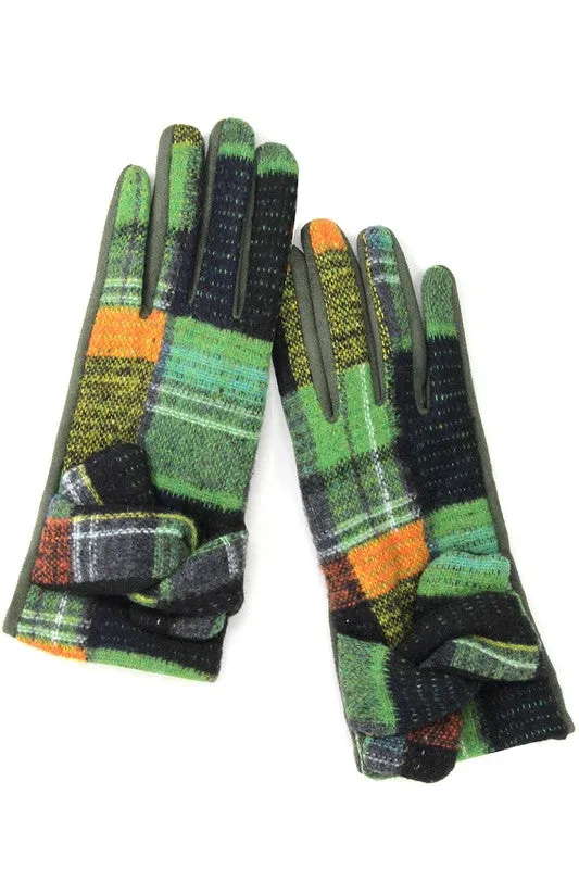 Women's Multi Plaid Pattern Smart Touch Gloves