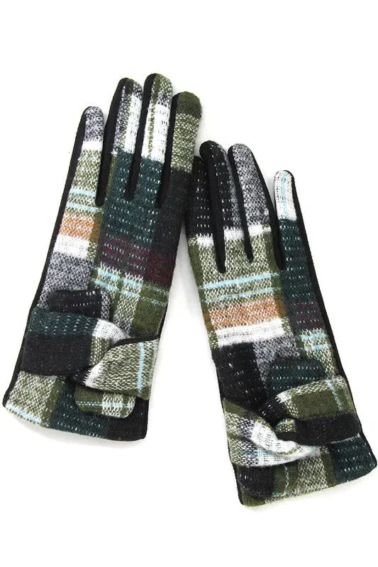 Women's Multi Plaid Pattern Smart Touch Gloves