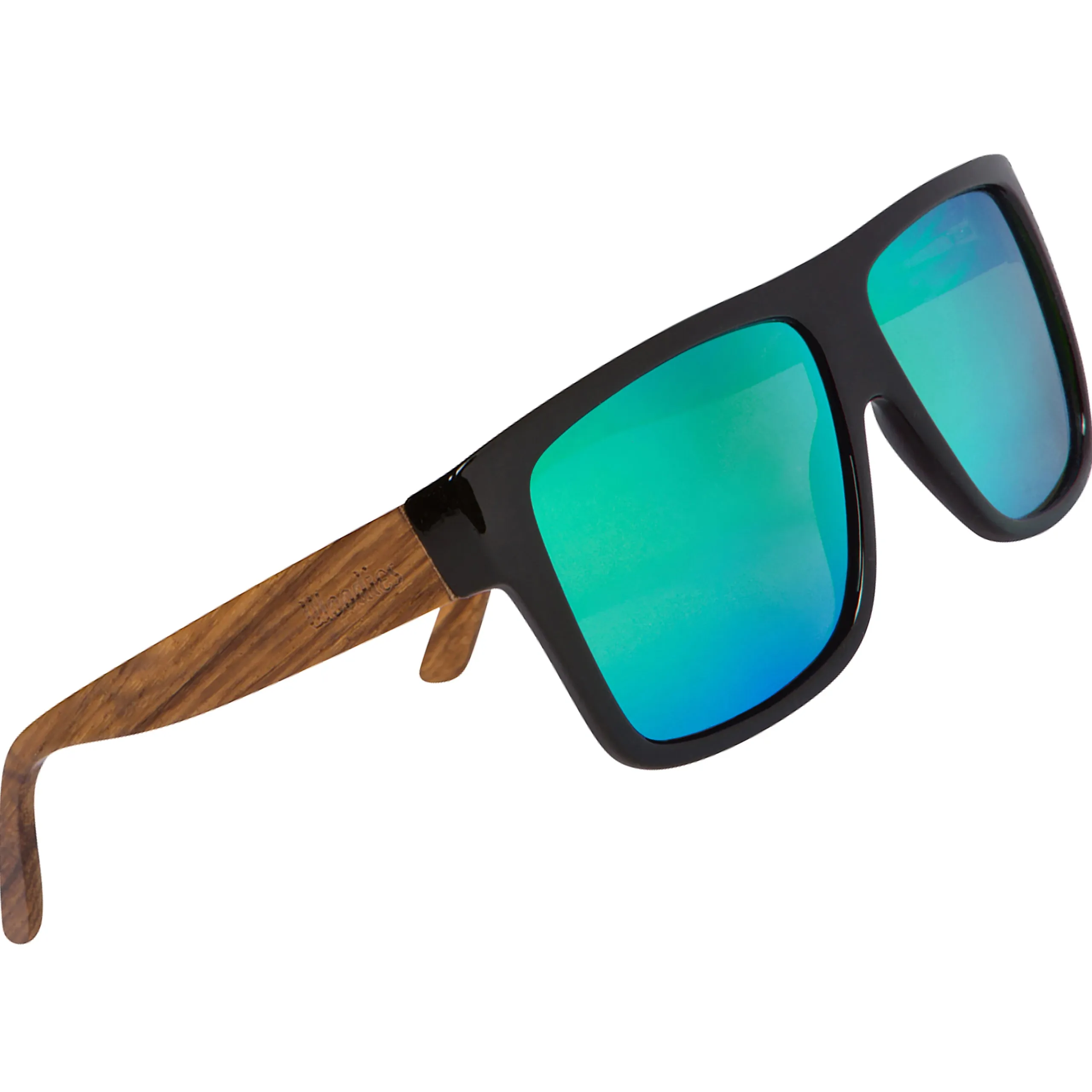 Zebra Wood Wrap Sunglasses with Green Polarized Lenses